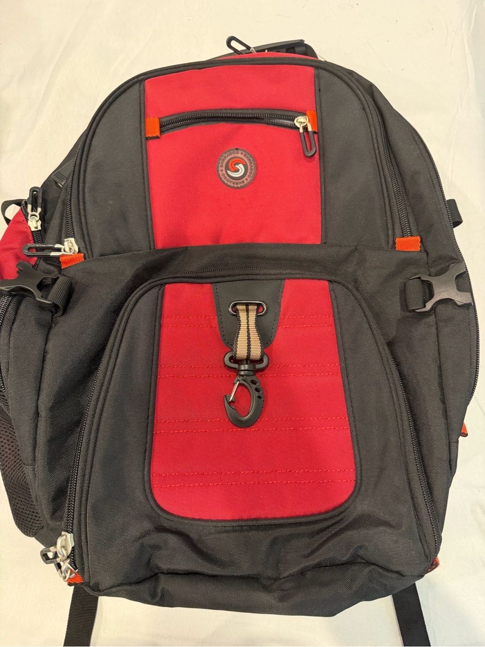SHRRADOO 50L Travel Laptop Backpack 17” USB Charging Anti Theft Lock Red Black
